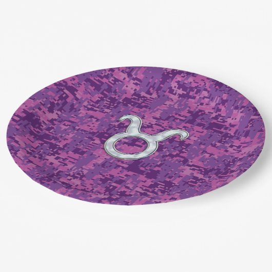 真珠のようなトーラスのシンボルの母デジタル迷彩柄 ペーパープレート (アングル)