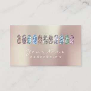 真珠のようなネイルの芸術の美しいのスタジオのグリッターのばら色の金 名刺