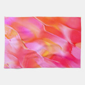 真珠のようなピンクとオレンジの磨かれた岩 キッチンタオル (横)