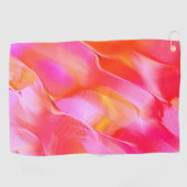 真珠のようなピンクとオレンジの磨かれた岩 ゴルフタオル (横)