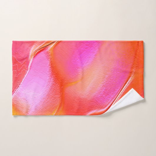 真珠のようなピンクとオレンジの磨かれた岩 バスタオルセット (ハンドタオル)