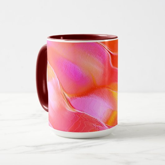 真珠のようなピンクとオレンジの磨かれた岩 マグカップ (正面左)