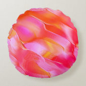 真珠のようなピンクとオレンジの磨かれた岩 ラウンドクッション (正面)