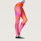 真珠のようなピンクとオレンジの磨かれた岩 レギンス (右)