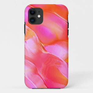 真珠のようなピンクとオレンジの磨かれた岩 iPhone 11 ケース