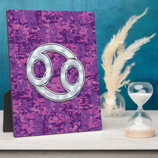 真珠のような癌の〔占星術の〕十二宮図サインオンデジタル迷彩柄 フォトプラーク (側面)