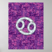 真珠のような癌の〔占星術の〕十二宮図サインオンデジタル迷彩柄 ポスター (正面)