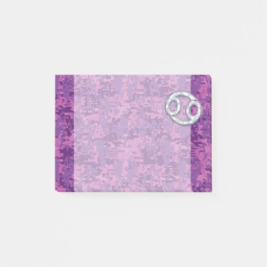 真珠のような癌の〔占星術の〕十二宮図サインオンデジタル迷彩柄 ポストイット (正面)