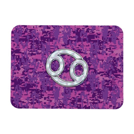 真珠のような癌の〔占星術の〕十二宮図サインオンデジタル迷彩柄 マグネット (横)