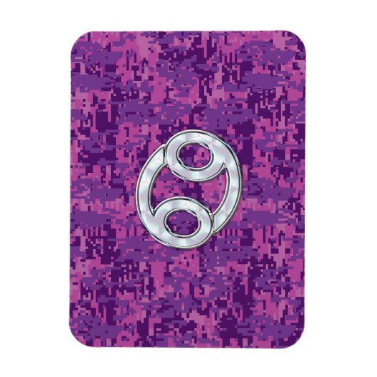 真珠のような癌の〔占星術の〕十二宮図サインオンデジタル迷彩柄 マグネット (縦)