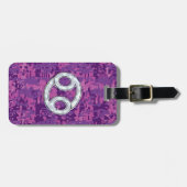 真珠のような癌の〔占星術の〕十二宮図サインオンデジタル迷彩柄 ラゲッジタグ (正面横)