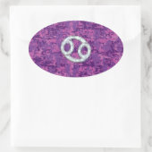 真珠のような癌の〔占星術の〕十二宮図サインオンデジタル迷彩柄 楕円形シール (バッグ)