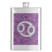 真珠のような癌の〔占星術の〕十二宮図シンボルのデジタル迷彩柄 フラスク (正面)