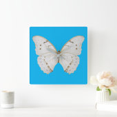 真珠のような白い蝶 スクエア壁時計 (ホーム)