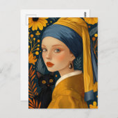 真珠のイヤリングと純粋友人を持つ女の子 ポストカード (正面/裏面)