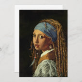 真珠のイヤリングのパロディを持つ女の子 シーズンカード (正面/裏面)