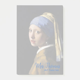 真珠のイヤリングのポスト・イット4x6を持つ女の子 ポストイット