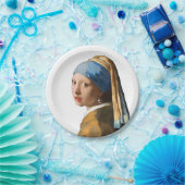 真珠のイヤリングのポートレートの絵画の女の子 ペーパープレート (パーティー)