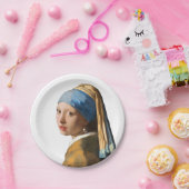 真珠のイヤリングのポートレートの絵画の女の子 ペーパープレート (パーティー)