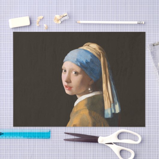 真珠のイヤリングのポートレートの絵画の女の子 薄葉紙 (クラフト)