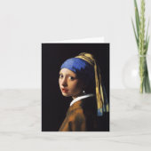 真珠のイヤリングのメッセージカードを持つ女の子 カード (正面)