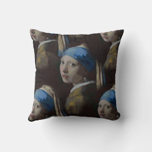 真珠のイヤリングのレプリカクラシックを持つ絵を描女の子 クッション (裏面)