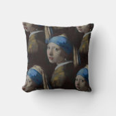 真珠のイヤリングのレプリカクラシックを持つ絵を描女の子 クッション (正面)