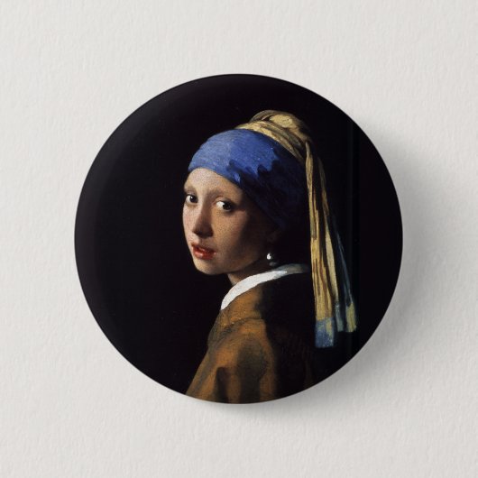 真珠のイヤリングの女絵画の子 缶バッジ (正面)