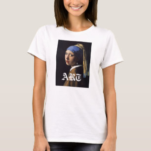 真珠のイヤリングの絵画の女の子 Tシャツ