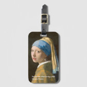 真珠のイヤリングの荷物タグを持つ女の子 ラゲッジタグ (正面縦)