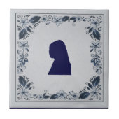 真珠のイヤリングを持つデルフトブルータイルガール タイル (正面)