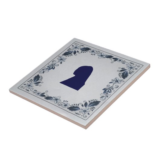 真珠のイヤリングを持つデルフトブルータイルガール タイル (側面)