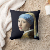 真珠のイヤリングを持つヨハネスVermeerの女の子 クッション (ブランケット)