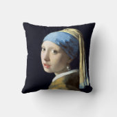 真珠のイヤリングを持つヨハネスVermeerの女の子 クッション (裏面)