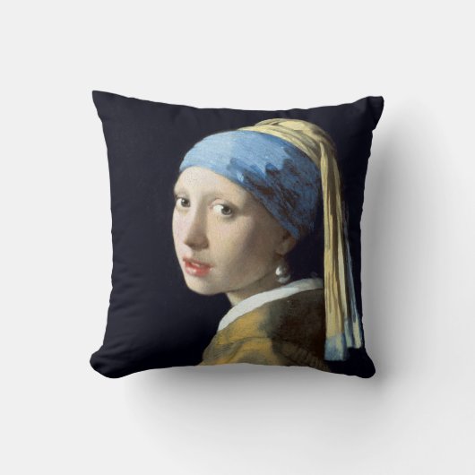 真珠のイヤリングを持つヨハネスVermeerの女の子 クッション (正面)