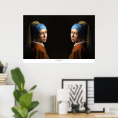 真珠のイヤリングを持つ双子の少女 ポスター (ホームオフィス)