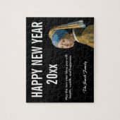 真珠のイヤリングを持つ女の子と新年おめでとう ジグソーパズル (縦)