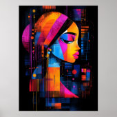 真珠のイヤリングを持つ女の子はネオンを再解釈 ポスター (正面)