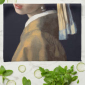 真珠のイヤリングを持つ女の子1665ヨハネス・フェルメール キッチンタオル (折り畳み)