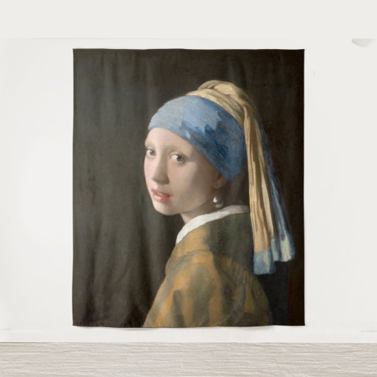 真珠のイヤリングを持つ女の子  タペストリー (正面)