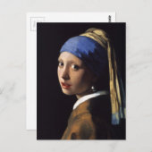 真珠のイヤリングを持つ女の子 ポストカード (正面/裏面)