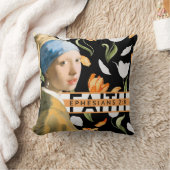 真珠のイヤリングを持つ女の子 – 信仰 – 黄色のフローラ クッション (ブランケット)