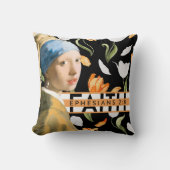 真珠のイヤリングを持つ女の子 – 信仰 – 黄色のフローラ クッション (正面)