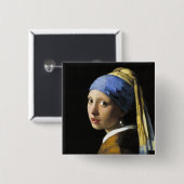 真珠のイヤリングを持つ女の子 缶バッジ (正面&裏面)