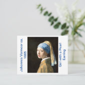 真珠のイヤリングを持つ女の子(1665年頃) ポストカード (スタンド正面)