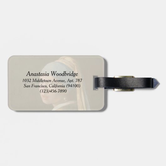 真珠のイヤリングを持つ女の子(1665年)ヨハネス・フェルメール ラゲッジタグ (裏面横)