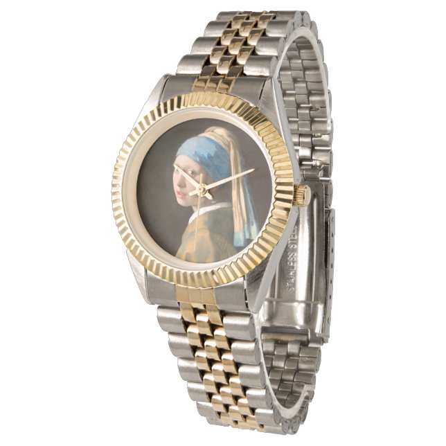 真珠のイヤリングを持つ女の子（1665年）ヨハネス・フェルメール 腕時計 (アングル)