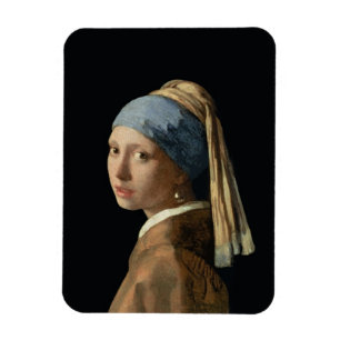 真珠のイヤリングを持つ女の子、c.1665-6 (キャンバスの油 マグネット