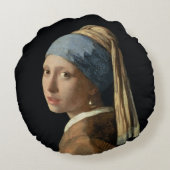 真珠のイヤリングを持つ女の子、c.1665-6 (キャンバスの油 ラウンドクッション (裏面)