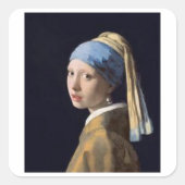真珠のイヤリングを持つ女の子 – Johannes Vermeer スクエアシール (正面)